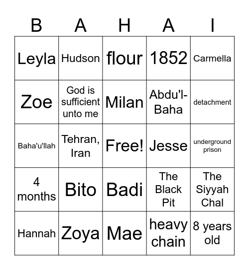 The Black Pit - Siyyih Chal Bingo Card
