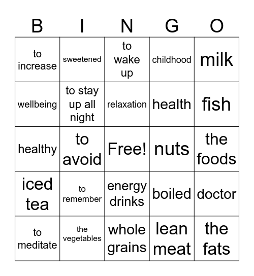 Habitos Saludables Bingo Card