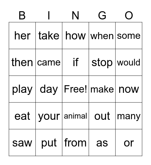 2G Bingo Card