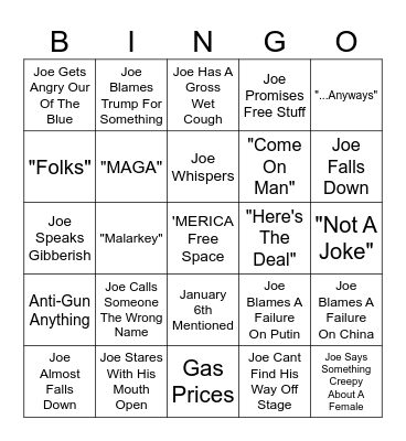 2024 State Of The Union Bingo Card