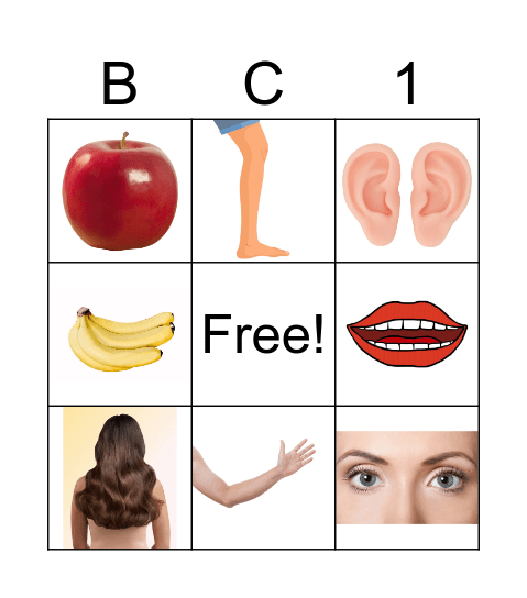 Body and fruit Bingo Card