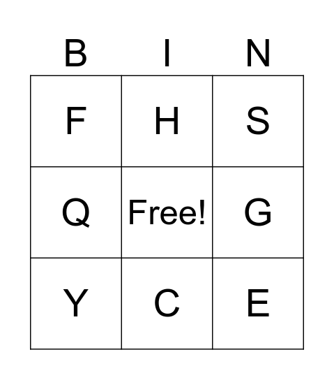 The Alphabet Bingo Card