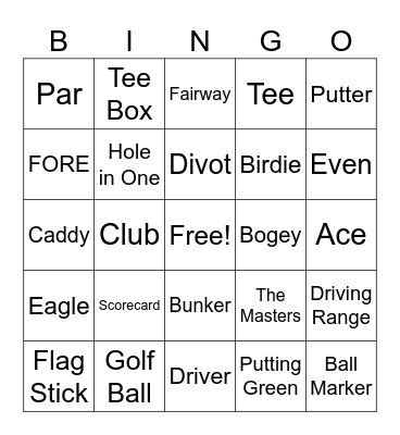 Golf Bingo Card