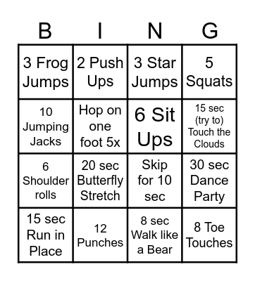 PA (Kids k-5) Bingo Card