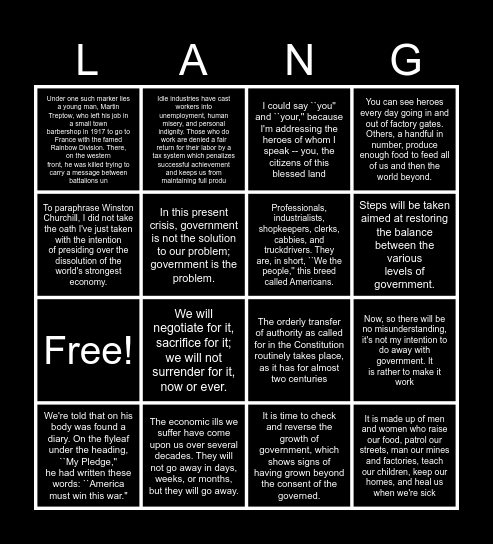 Awesome Amazing AP Lang Bingo Card