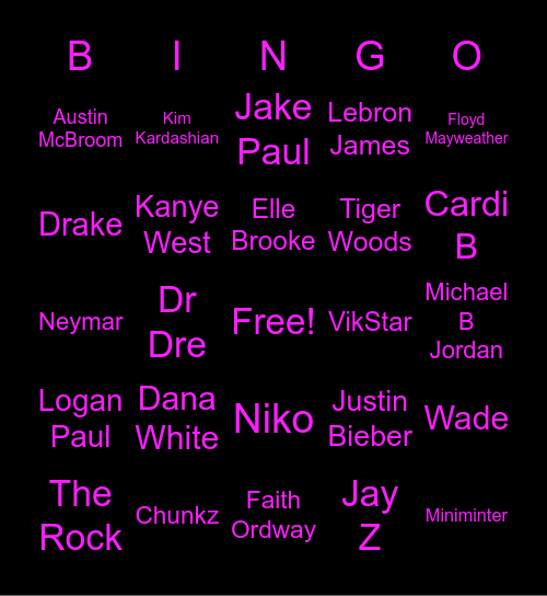 Fightnight🥊 Bingo Card