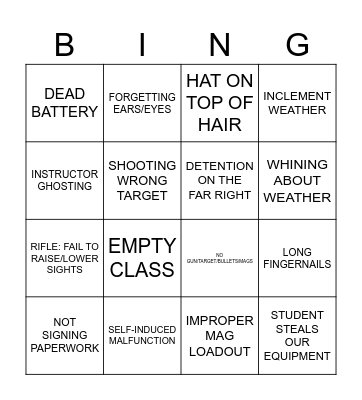 IN SERVICE INSTRUCTOR BINGO Card