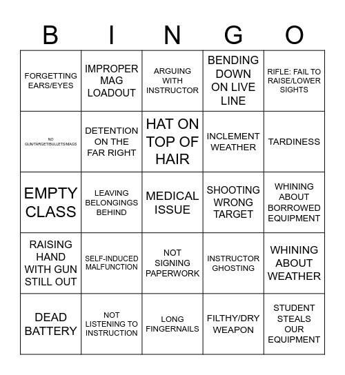 IN SERVICE INSTRUCTOR BINGO Card