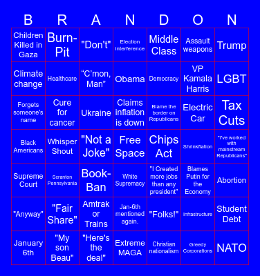 STATE OF THE UNION BINGO Card