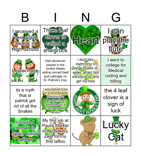 Accums & QC Lucky Charms Bingo Card