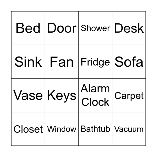 Household Bingo :) Bingo Card