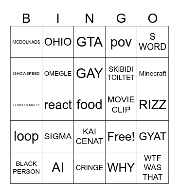 BINGO SHOTS Bingo Card
