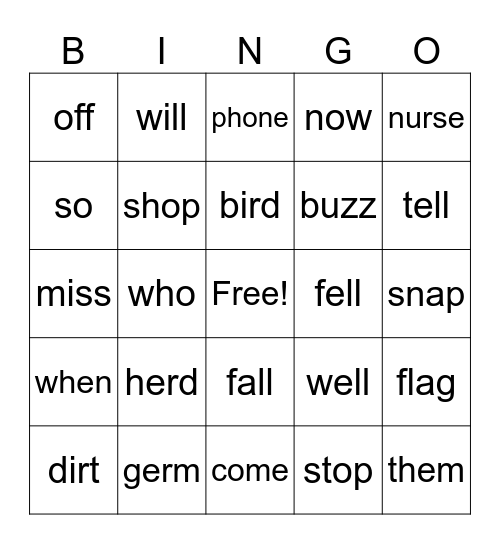 Sight Word Bingo  #4 Bingo Card