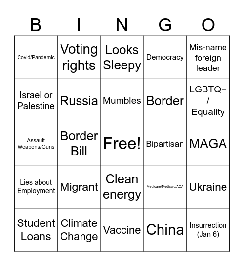 SOTU BINGO Card