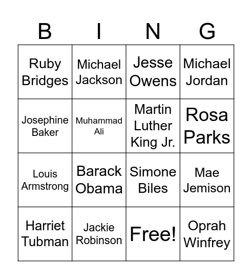 Black History! Bingo Card