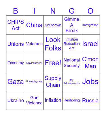 STR's State of the Union Bingo Card