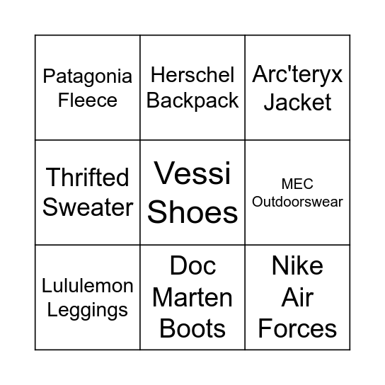 Brand Bingo Card