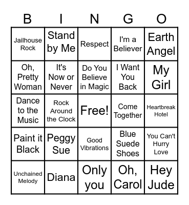 Music Bingo Card