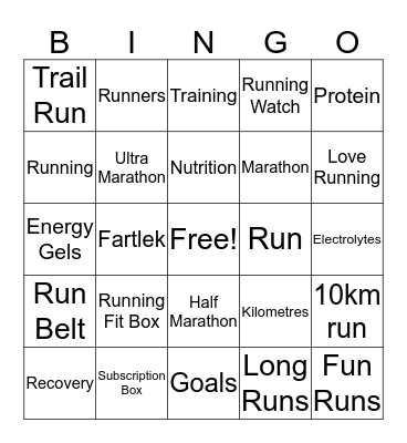 Running Fit Box Bingo Card