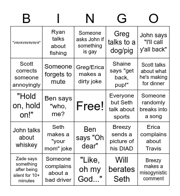 Party line BINGO Card