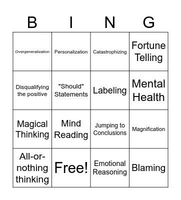 Cognitive Distortions Bingo Card