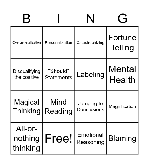 Cognitive Distortions Bingo Card
