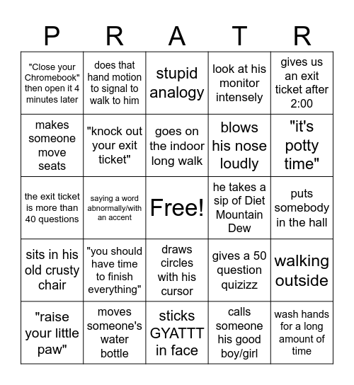 Prater Bingo Card