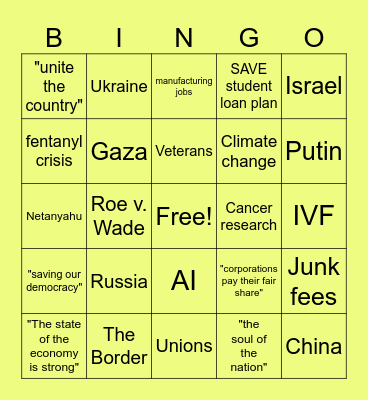 SOTU 2024 Bingo - Wear We Are Bingo Card