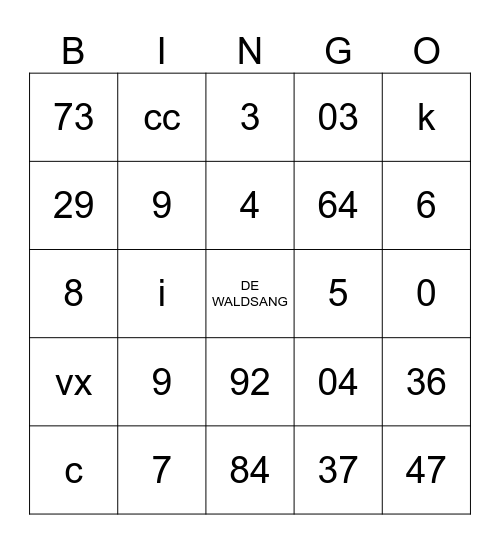 DE WS Bingo Card