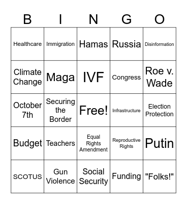 SOTU BINGO Card