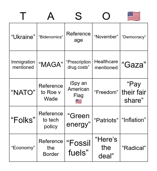 USA 2024 Prez Debate 1 🍻 Bingo Card