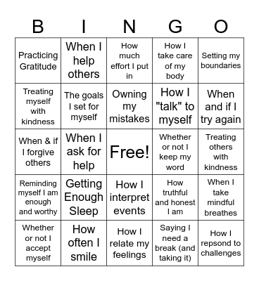 SEL Bingo! Bingo Card