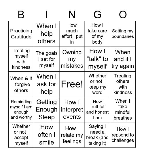 SEL Bingo! Bingo Card