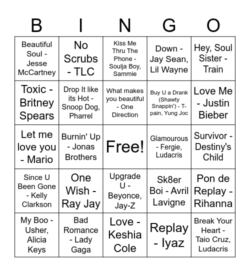 SINGO Bingo Card