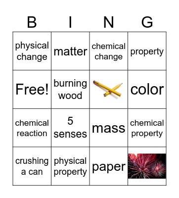 Chemical and Physical Changes Bingo Card