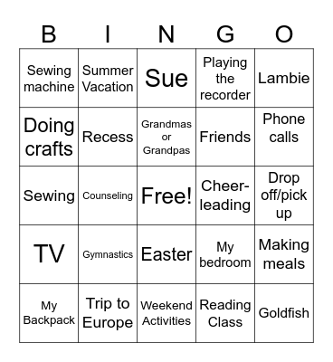 Using My Voice Bingo Card