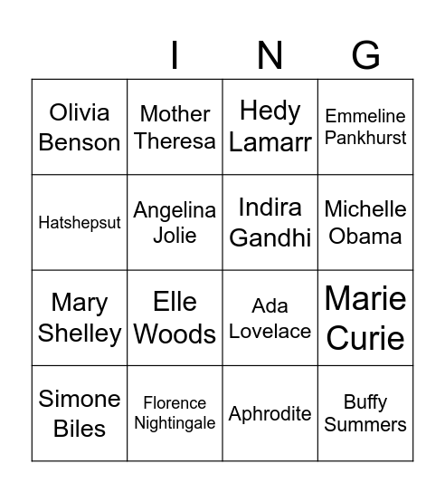 International Women's Day 2024 Bingo Card