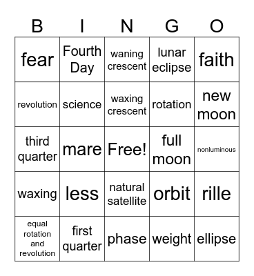 Moon Bingo Card