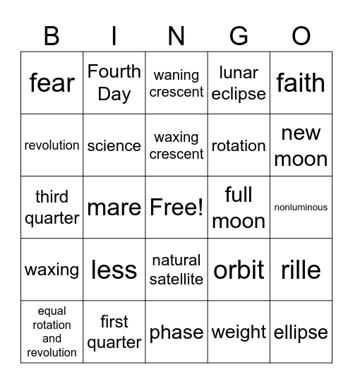 Moon Bingo Card