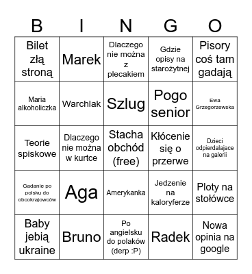 Bingo muzealne Bingo Card