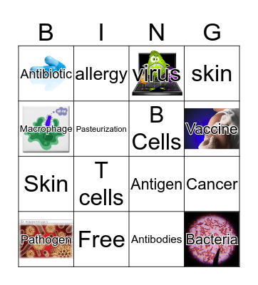 Immunity Bingo Card