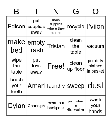 Cleaning Up Bingo Card