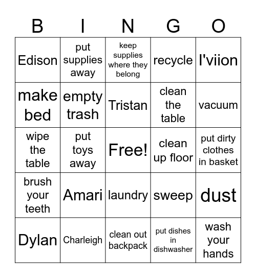 Cleaning Up Bingo Card