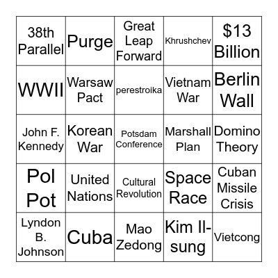 The Cold War Bingo Card