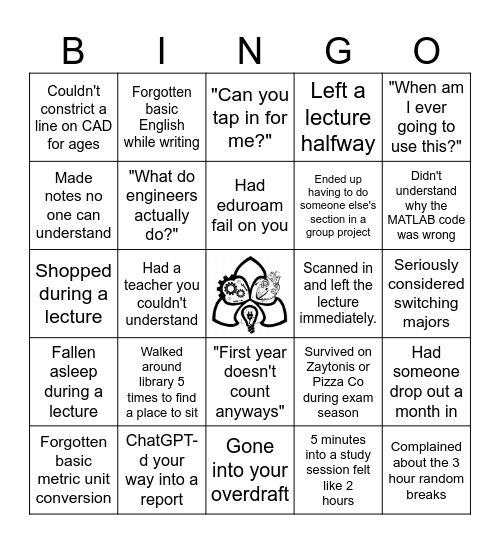 Engineering Society Bingo Card