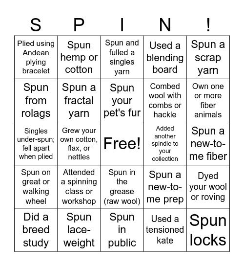 FSWG Bingo — Spinning Bingo Card