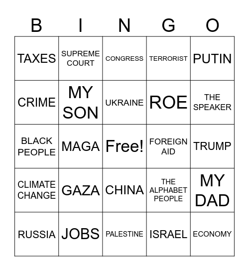 THE BRIBEM 2024 SOTU SPEACH Bingo Card