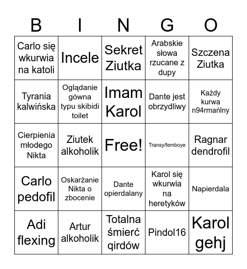 ST vc Bingo Card