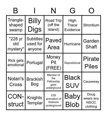 Curse of Oak Island Bingo Card