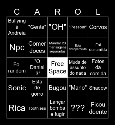 Bingo da Carol Bingo Card